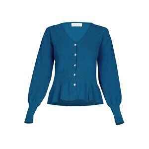 Sofia Jeans by Sofia Vergara Women's Cardigan Sweater with Peplum Hem XL